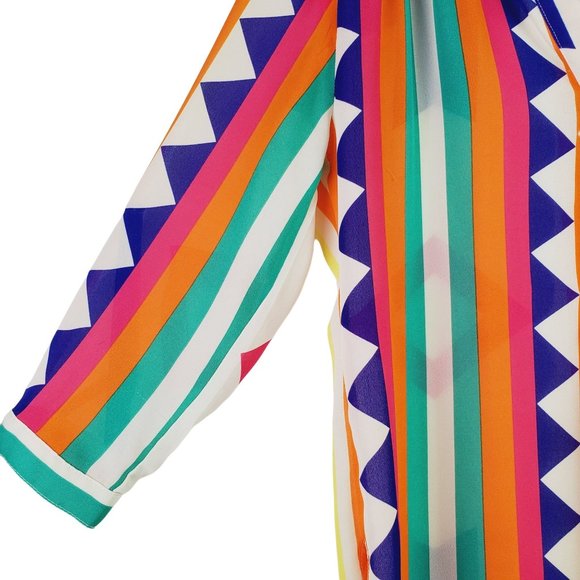 XTaren Stripped Sheer Colorful Tunic with Split Hem Sz Small - Picture 7 of 8